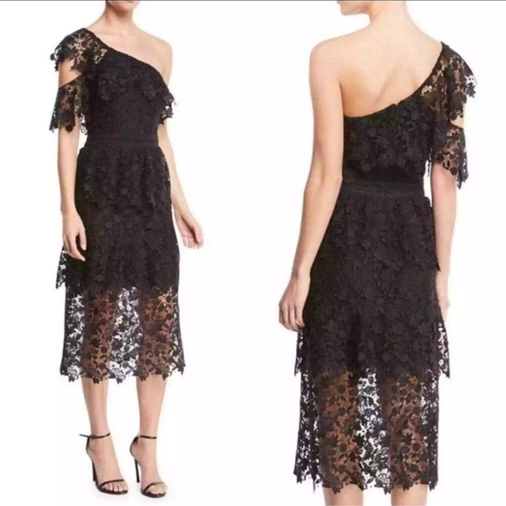 NWT Joie Black Lace Midi Dress Sz 2 Goth LBD Whimsy Formal Wedding Guest Belisa